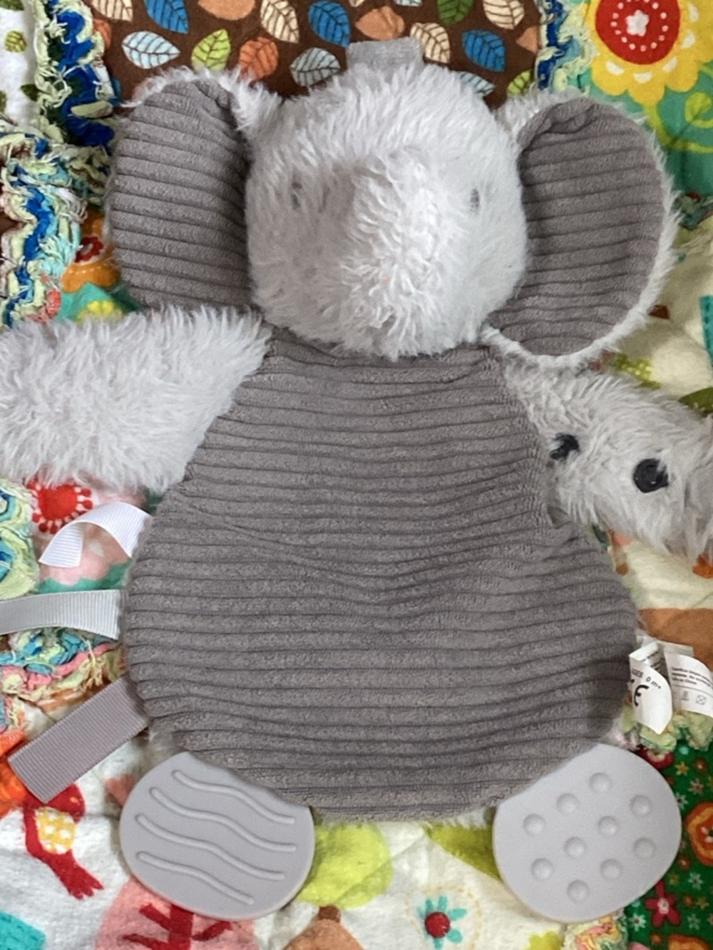 Dreamgro Gray Elephant Plush Comforter Toy Lovey Pacifier Clip Crinkle Ears